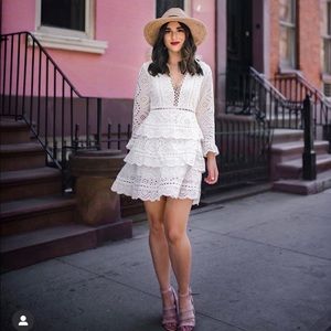 Chicwish white lace tiered dress